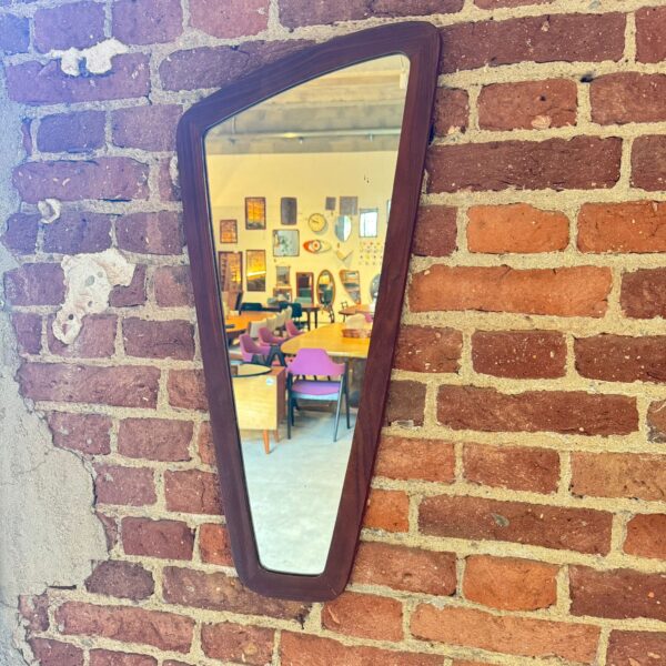 Irregular shape teak mid-century mirror